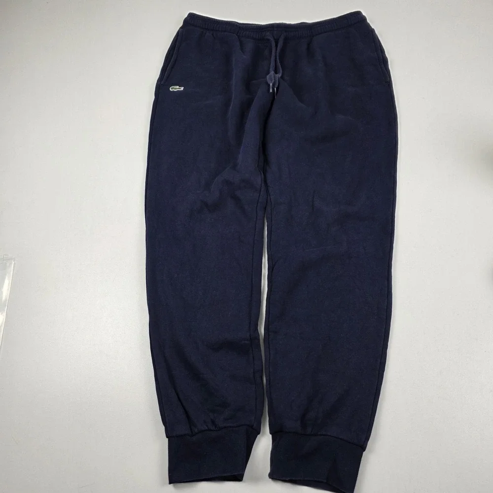 Lacoste Sport Sweatpants Mens XL Blue Fleece Joggers Drawstring Pockets Logo
